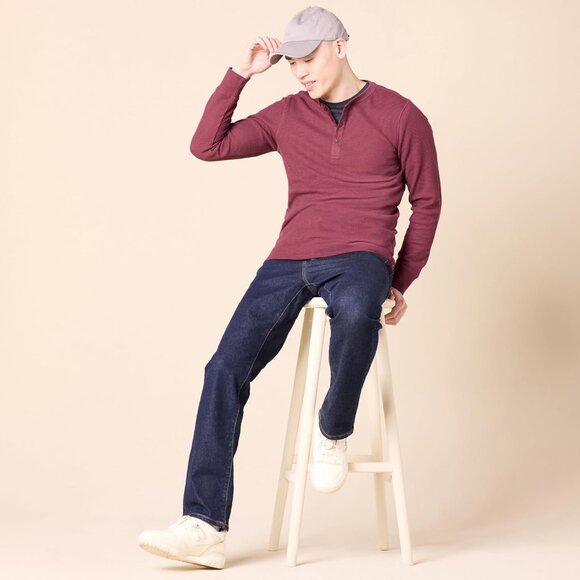 Long Sleeve Waffle Henley Shirts for Men, Slim-Fit - Picture 5 of 6